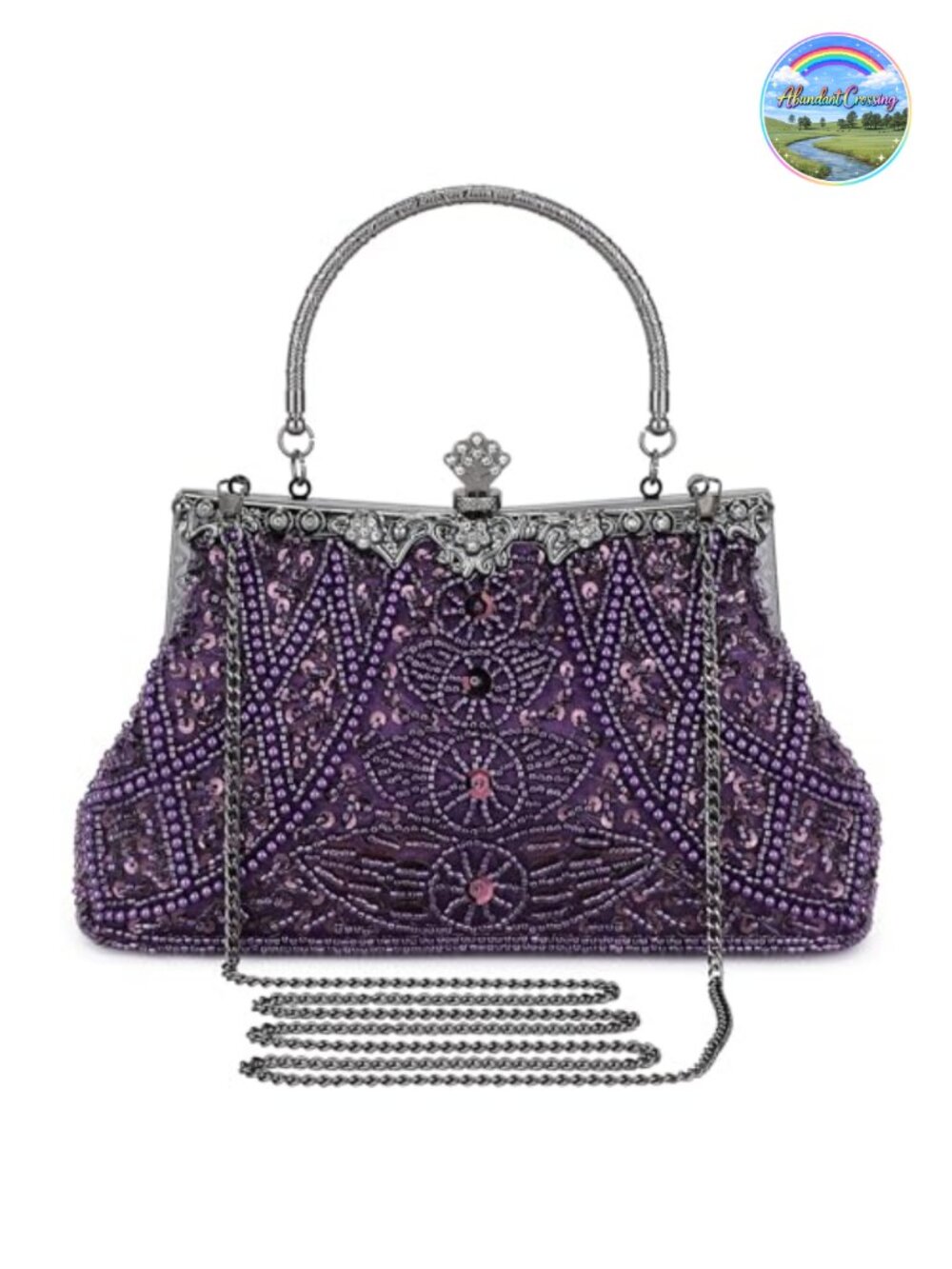 1920s Vintage Beaded Clutch Evening Bag Satin Sequin Party Handbag